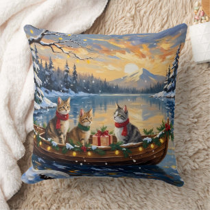 Almofada Gato Angora Turco Natal Barco Férias