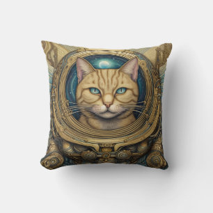 Almofada Gato astronauta e arte ciberpunk