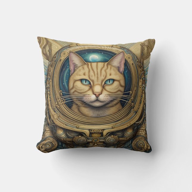Almofada Gato astronauta e arte ciberpunk (Frente)