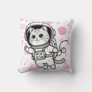 Almofada Gato Astronauta Fofo Espaço Personalizado Crianças