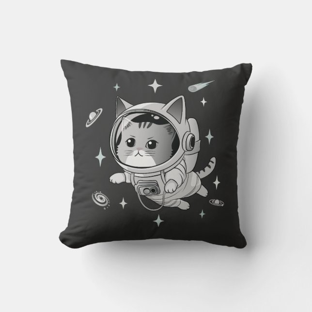 Almofada Gato Astronauta no Gato de Corte Espacial (Frente)