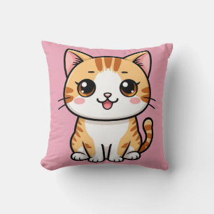 Almofada Gato Atigrado Laranja Desenho Fofo
