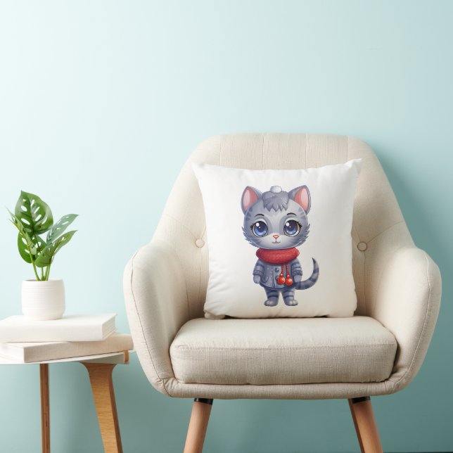 Almofada Gato Azul Russo e Cachorro de Natal (Cadeira)