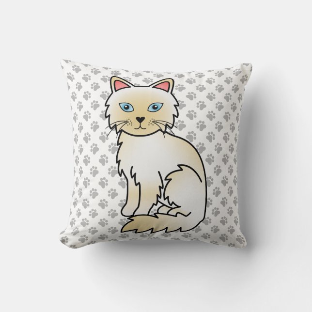 Almofada Gato Birman / Ragdoll de Pontas Creme & Patas Fofa (Frente)