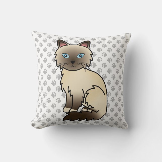 Almofada Gato Birman / Ragdoll de Pontos de Chocolate & Pat (Frente)