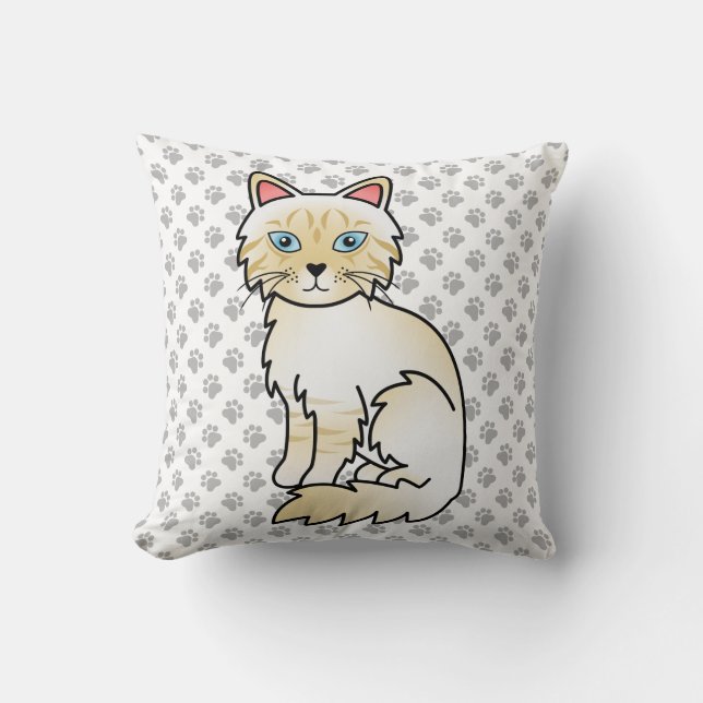 Almofada Gato Birman / Ragdoll Tabby Cream Point & Patas Fo (Frente)