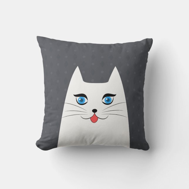 Almofada Gato bonito com a língua que cola para fora (Frente)