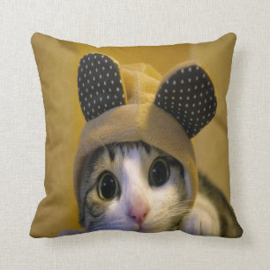 Almofada Gato bonito com os olhos grandes no vestidos das