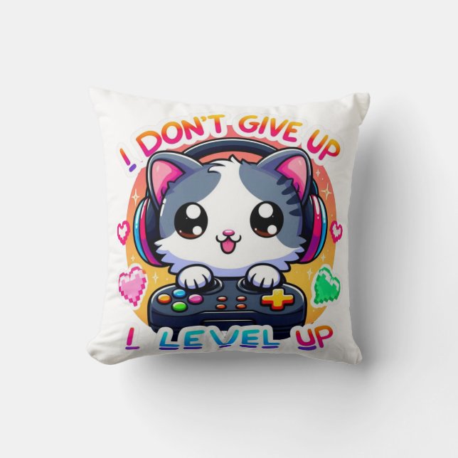 Almofada Gato Bonito: Eu não desisto, eu nivelo! | Nivelame (Frente)
