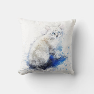 Almofada Gato Branco da Aquarela