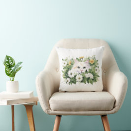 Almofada Gato Branco Da Aquarela Em Daisie