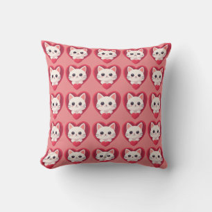 Almofada Gato Branco Fofo com Coração Desenho de Kawaii Kit