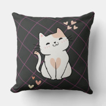 Gato Branco Super Bonito com Travesseiro decorativ