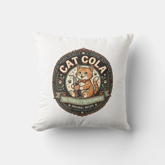 Almofada Gato Cola Gato Refrigerante Bebida Rótulo Gato Vin (Frente)