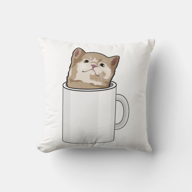 Almofada Gato com caneca de café (Frente)