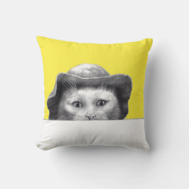 Almofada Gato com Chapéu (Amarelo Retroativo)