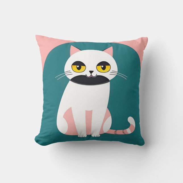 Almofada Gato Com Cores Intensas e uma Expressão Alegre (Frente)