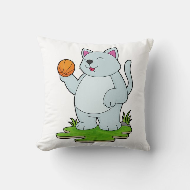 Almofada Gato como jogador de basquetebol (Frente)