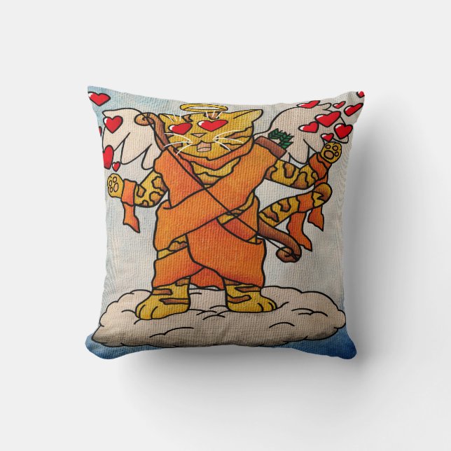 Almofada Gato de Amor do Cupido dia de os namorados (Frente)