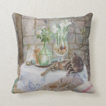 Gato de Aquarela na Fazenda