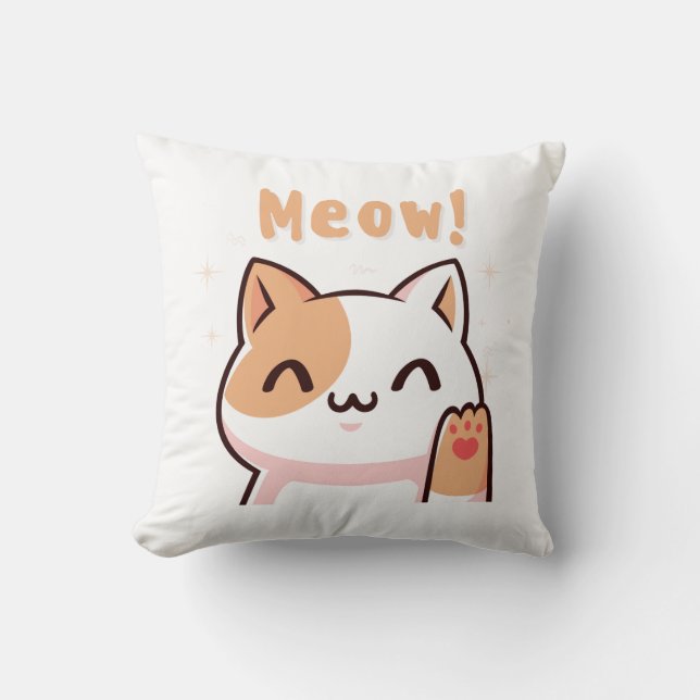 Almofada Gato de bege de Grito com TRAVESSEIROS de Ilustraç (Frente)