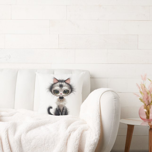 Almofada Gato De Cartoon Com Colar De Pérolas (Sofá)