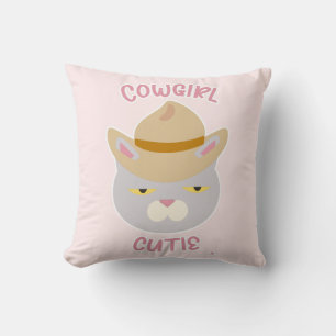 Almofada Gato de Cowboy Bonito Que Cowgirl Diversão Slogan 