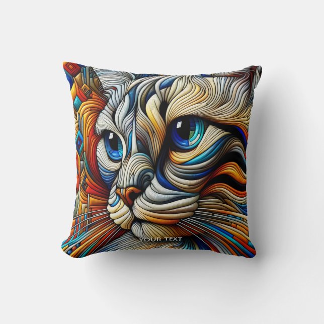 Almofada Gato de Deco de Arte Fantasia (Frente)