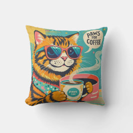 Almofada Gato de desenho animado de estilo retrô vestindo v