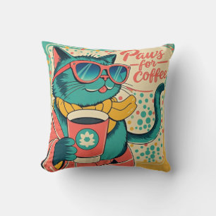 Almofada Gato de desenho animado estilo retrô usando óculos
