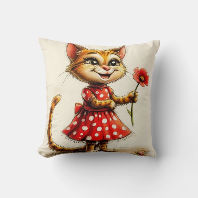 Almofada Gato de desenho animado fofo (Frente)