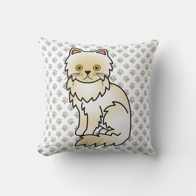 Almofada Gato de desenho animado fofo persa creme & patas (Frente)