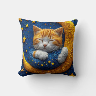 Almofada Gato de desenho animado na lua