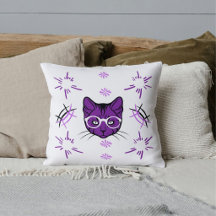Gato de Estimação Roxo Preto Branco Padrão Moderno