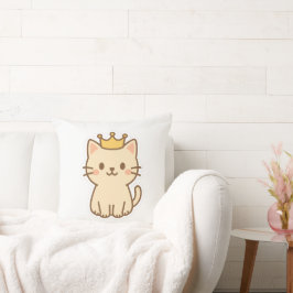 Almofada Gato de Fofinho majestoso com uma Coroa