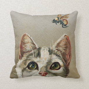 Almofada Gato de gato malhado do vintage e travesseiro