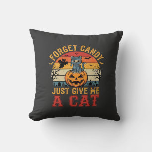 Almofada Gato de Halloween Esquece Doce Me Dê Um Gato_1