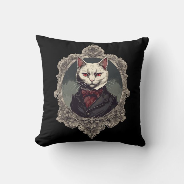 Almofada Gato de Halloween, Gato de Vampiro (Frente)