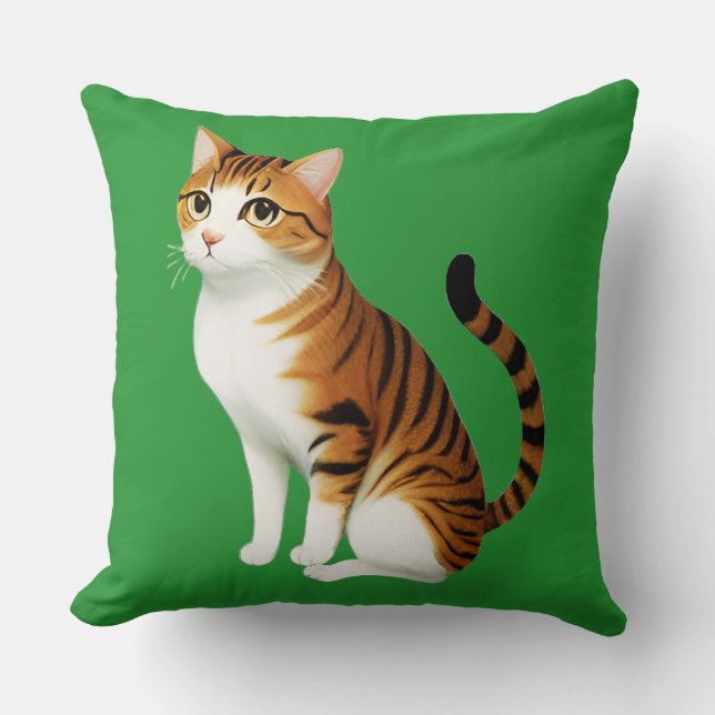 Almofada Gato de Laranja e Stripes Negras (Frente)