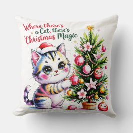 Almofada Gato de Natal Aconchegante - Presente de Decoração