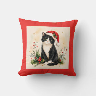 Almofada Gato de Natal de Smoking com Chapéu de Papai Noel