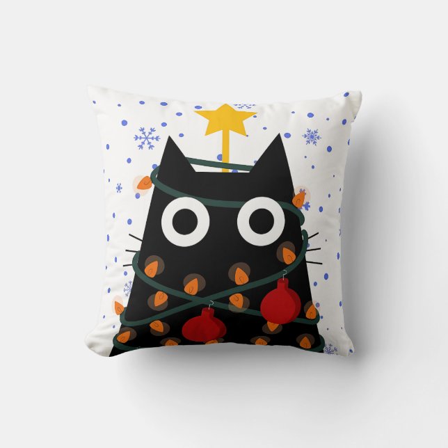 Almofada Gato de Natal Decorativo Estético (Frente)
