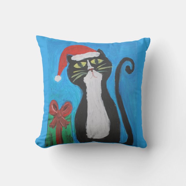 Almofada Gato de Natal Folk Art (Frente)