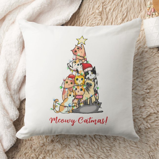 Almofada Gato de Natal Meowy Fofo Árvore de Natal (Cobertor)