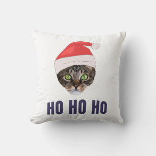 Almofada Gato de papais noeis com chapéu de Papai Noel, Ho 