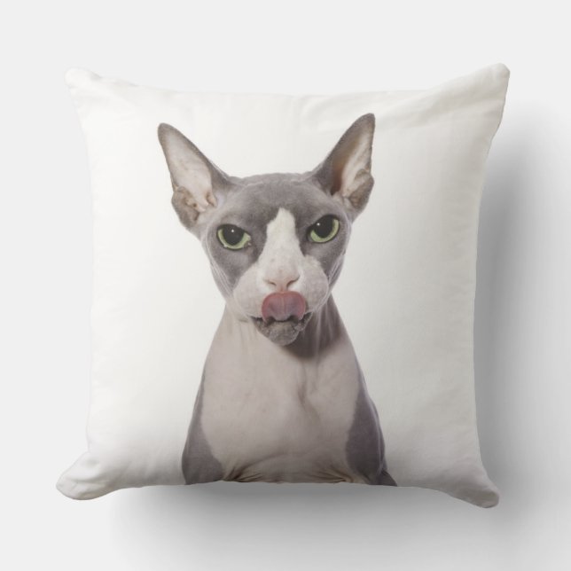 Almofada Gato de Sphynx com língua para fora (Frente)