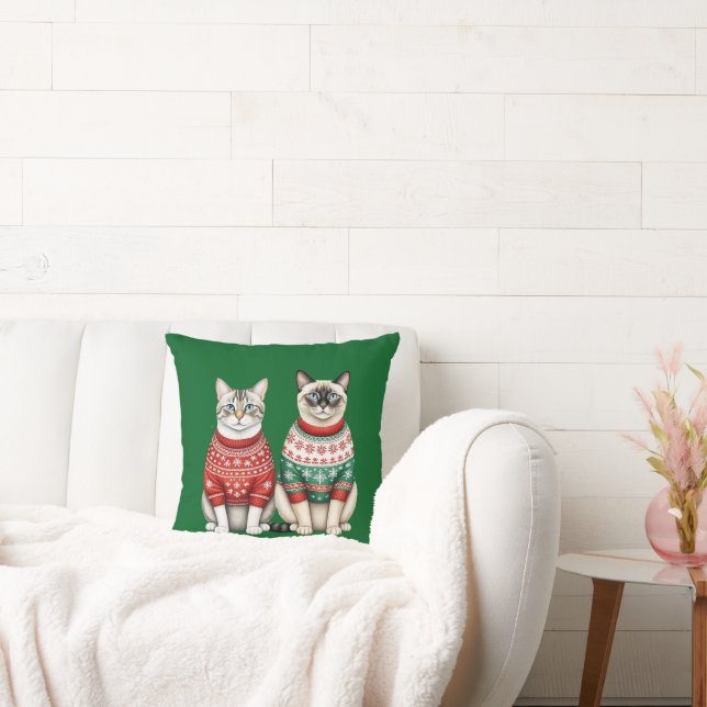 Almofada Gato de Travesseiro de Natal, Tabby e Gatos Siames (Sofá)