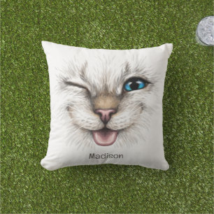 Almofada Gato de Winking de Nome Personalizado