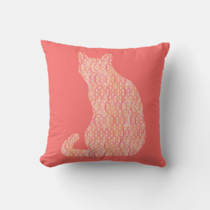 Almofada Gato do Arabesque - máscaras da laranja coral
