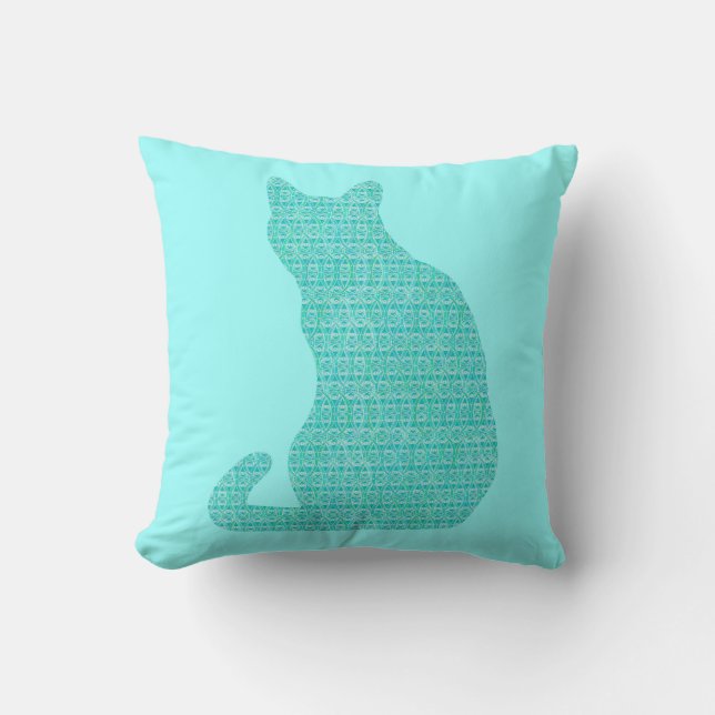 Almofada Gato do Arabesque - máscaras da turquesa (Frente)